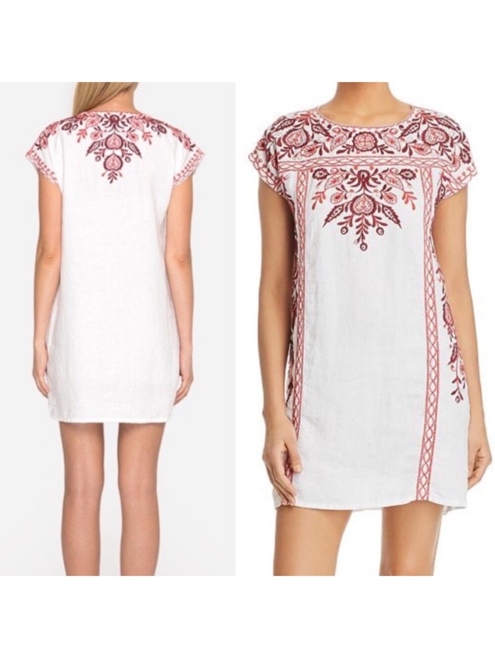 Johnny Was Oranda Embroidered Linen Shift Dress Size Large